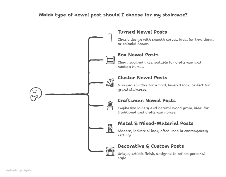 Type of newel post