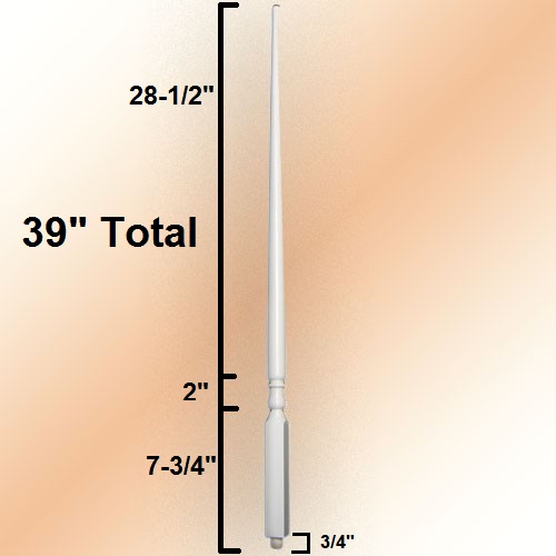 5015 Baluster Dimensions of 39 inch length